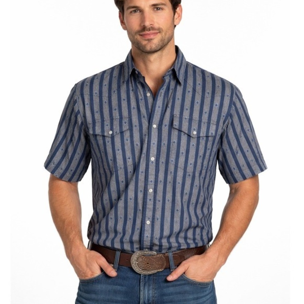 Vintage 80s Cowboy's‎ Turtle Western Pearl Snap Stripe Button Shirt Mens Size L
